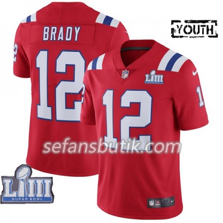 New England Patriots Tröjor Tom Brady 12 Nike Röd 2019 Super Bowl LIII - Barn New England Patriots Tröjor Tom Brady 12 Nike Röd 2019 Super Bowl LIII - Barn